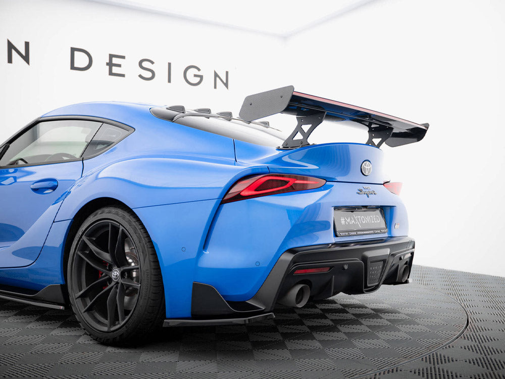 Carbon Spoiler With External Brackets Uprights + LED compatible with Toyota Supra Mk5