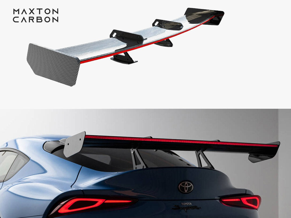 Carbon Spoiler With Upper Swan Mounting + LED compatible with Toyota Supra Mk5