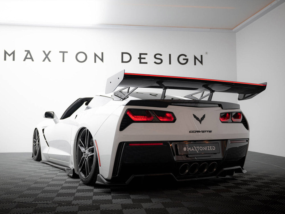 Carbon Spoiler With Upper Swan Mounting + LED compatible with Chevrolet Corvette Stingray / Grand Sport C7
