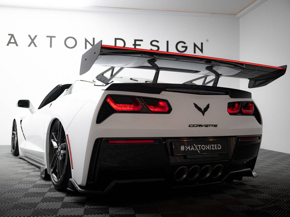 Carbon Spoiler With Upper Swan Mounting + LED compatible with Chevrolet Corvette Stingray / Grand Sport C7