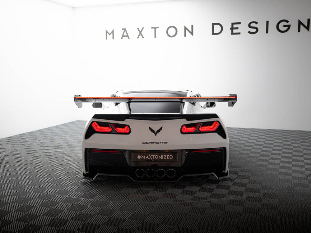 Carbon Spoiler With Upper Swan Mounting + LED compatible with Chevrolet Corvette Stingray / Grand Sport C7