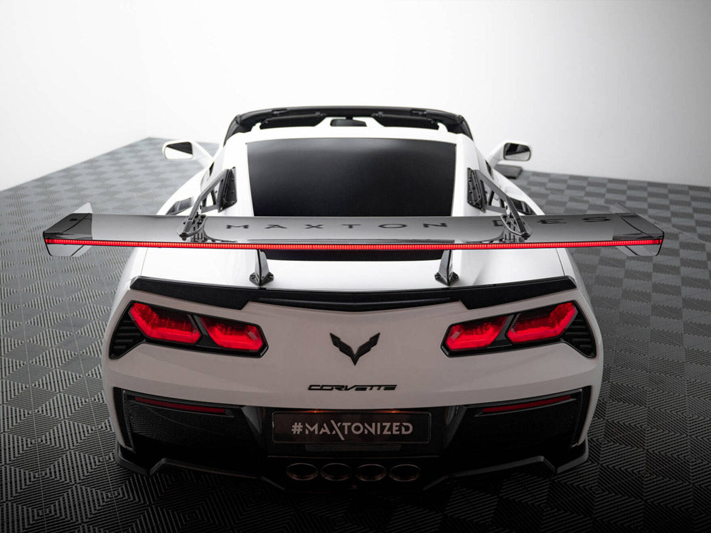 Carbon Spoiler With Upper Swan Mounting + LED compatible with Chevrolet Corvette Stingray / Grand Sport C7