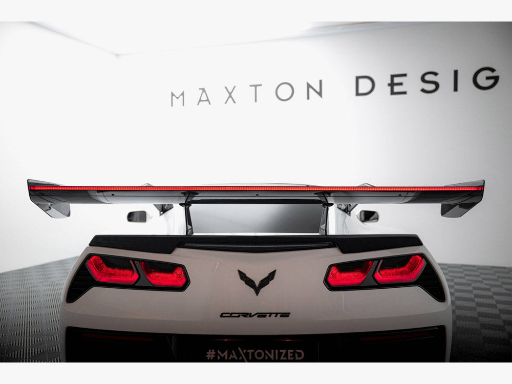 Carbon Spoiler With Upper Swan Mounting + LED compatible with Chevrolet Corvette Stingray / Grand Sport C7