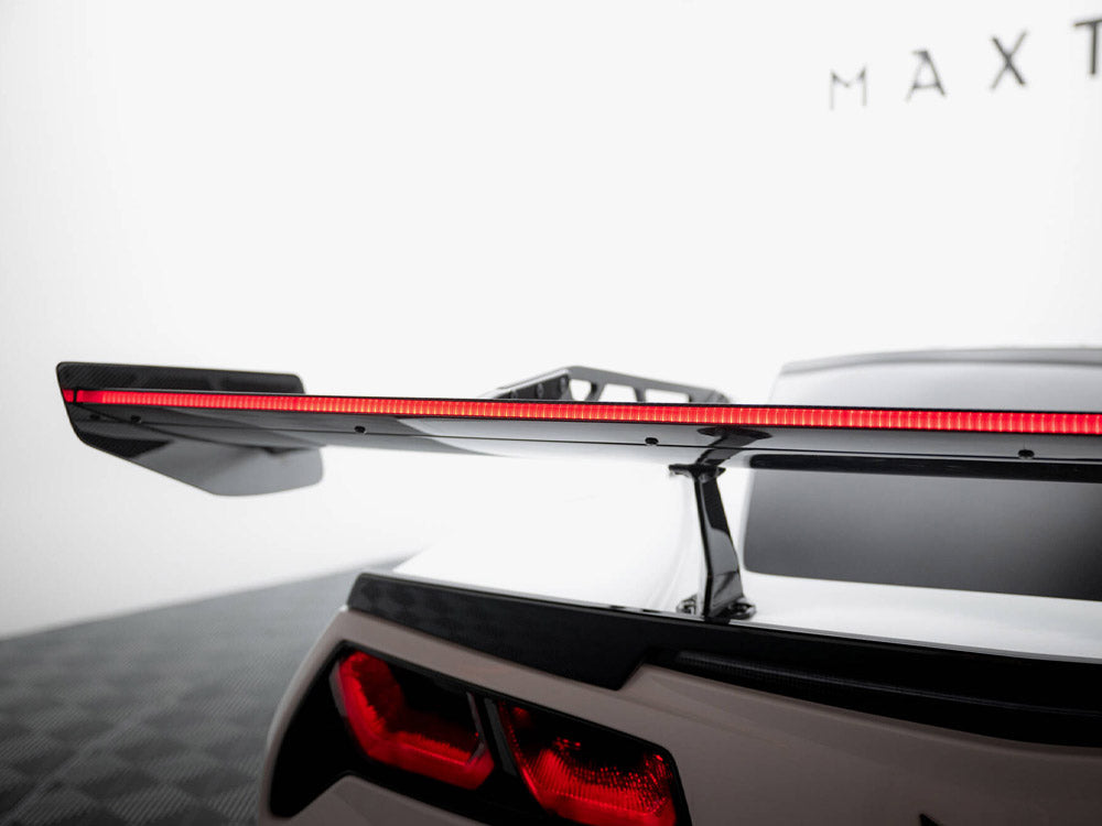 Carbon Spoiler With Upper Swan Mounting + LED compatible with Chevrolet Corvette Stingray / Grand Sport C7