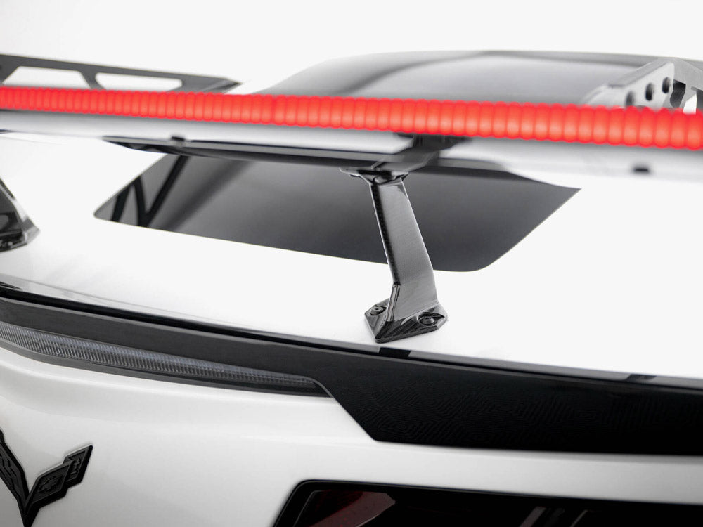 Carbon Spoiler With Upper Swan Mounting + LED compatible with Chevrolet Corvette Stingray / Grand Sport C7