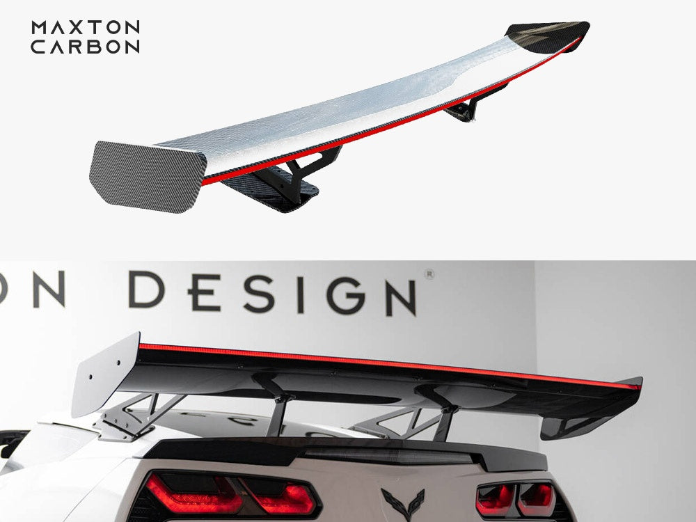 Carbon Spoiler With Internal Brackets Uprights + LED compatible with Chevrolet Corvette Stingray / Grand Sport C7