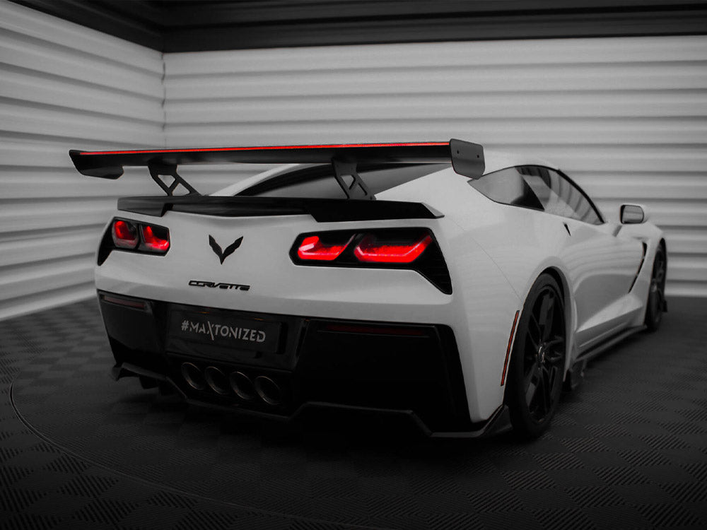 Carbon Spoiler With Internal Brackets Uprights + LED compatible with Chevrolet Corvette Stingray / Grand Sport C7