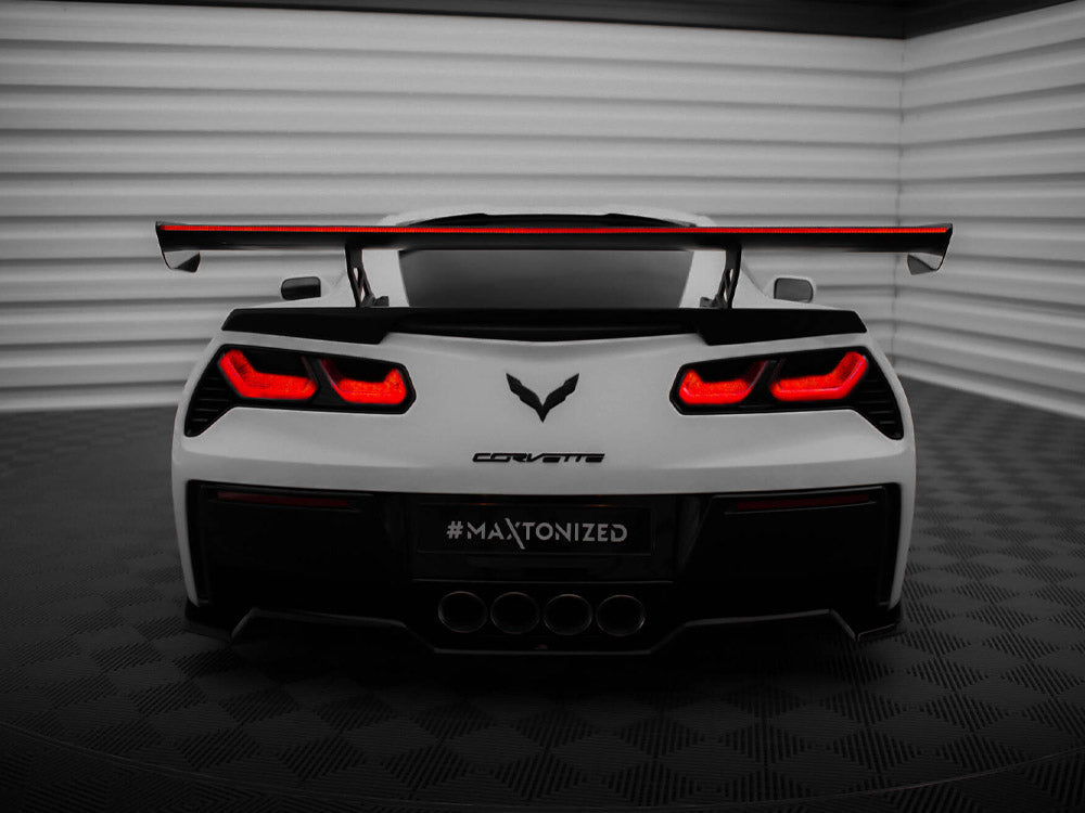 Carbon Spoiler With Internal Brackets Uprights + LED compatible with Chevrolet Corvette Stingray / Grand Sport C7