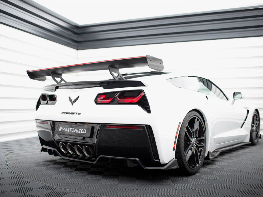 Carbon Spoiler With Internal Brackets Uprights + LED compatible with Chevrolet Corvette Stingray / Grand Sport C7