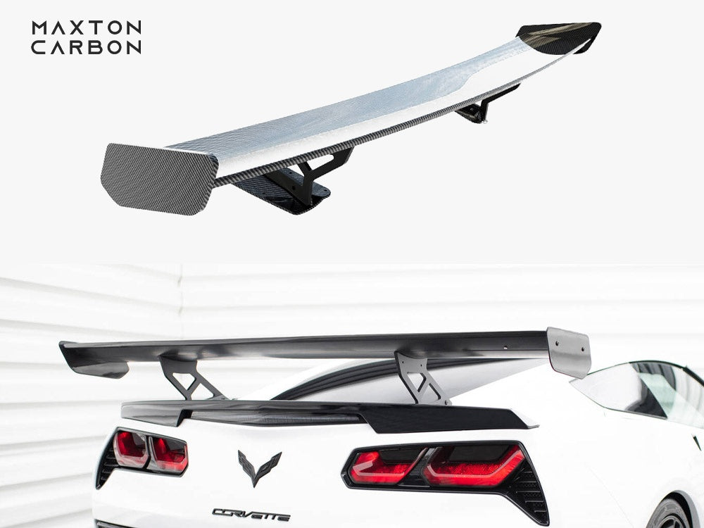 Carbon Spoiler With Internal Brackets Uprights compatible with Chevrolet Corvette Stingray / Grand Sport C7
