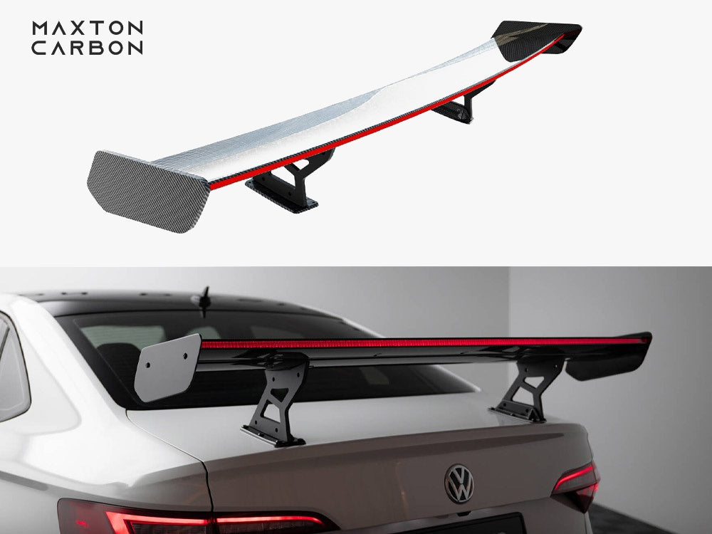 Carbon Spoiler With Internal Brackets Uprights + LED compatible with Volkswagen Jetta GLI Mk7
