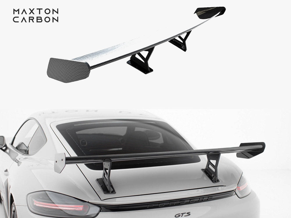 Carbon Spoiler With Internal Brackets Uprights V.1 compatible with Porsche 718 Cayman GTS 982c