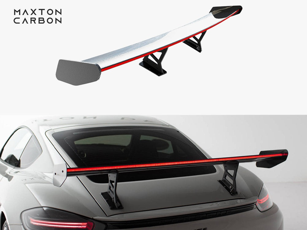 Carbon Spoiler With Internal Brackets Uprights V.1 + LED compatible with Porsche 718 Cayman GTS 982c