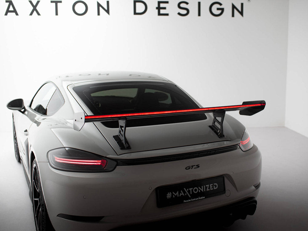 Carbon Spoiler With Internal Brackets Uprights V.1 + LED compatible with Porsche 718 Cayman GTS 982c