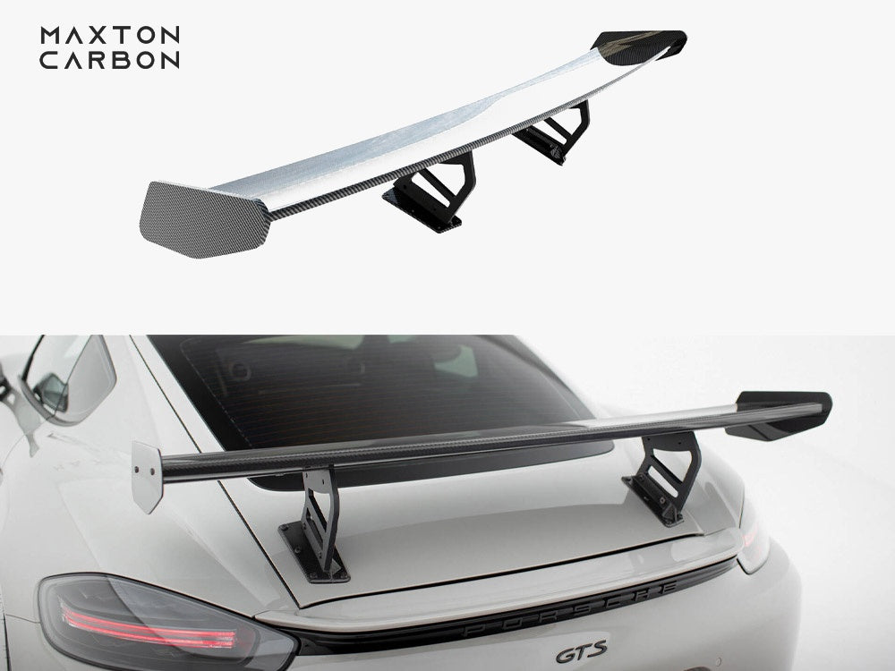 Carbon Spoiler With Internal Brackets Uprights V.2 compatible with Porsche 718 Cayman GTS 982c