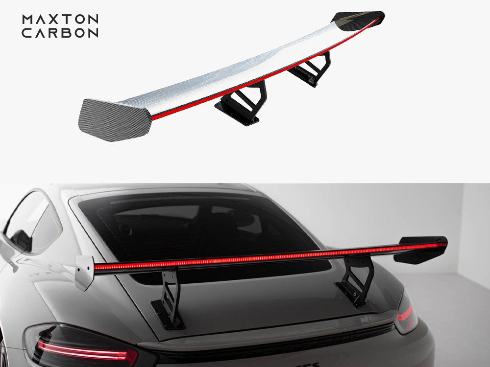 Carbon Spoiler With Internal Brackets Uprights V.2 + LED compatible with Porsche 718 Cayman GTS 982c
