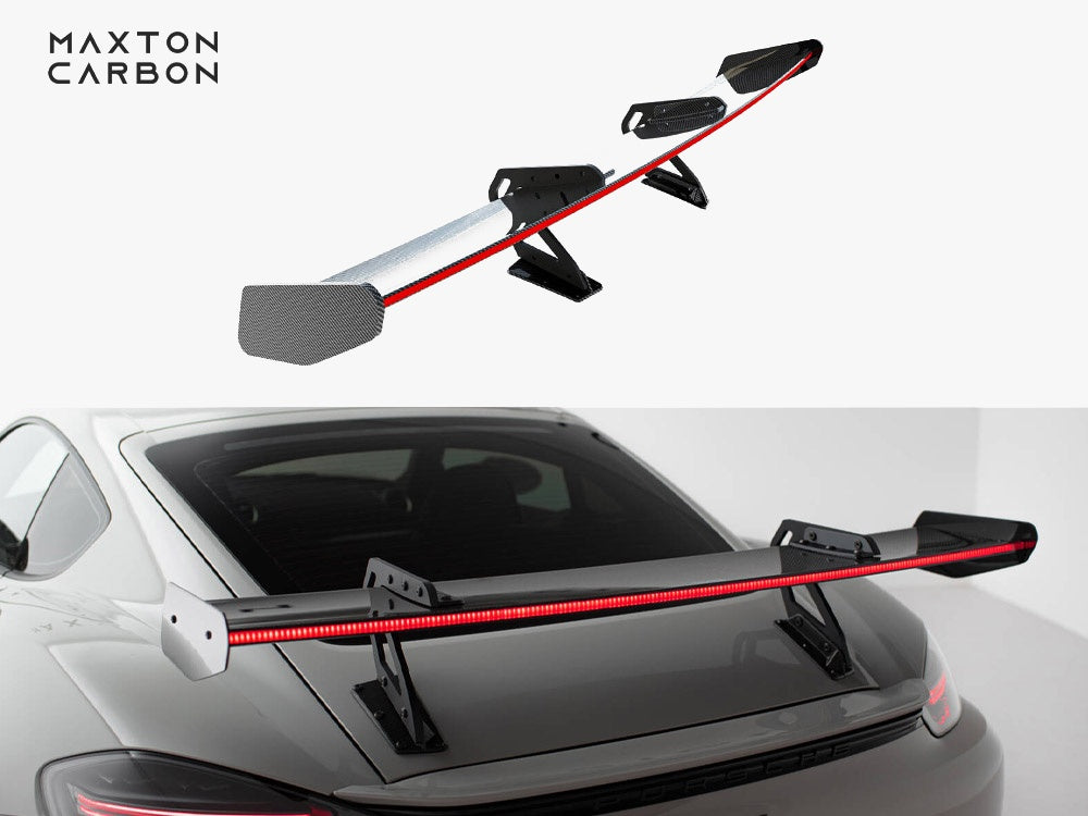 Carbon Spoiler With Upper Swan Mounting V.1 + LED compatible with Porsche 718 Cayman GTS 982c