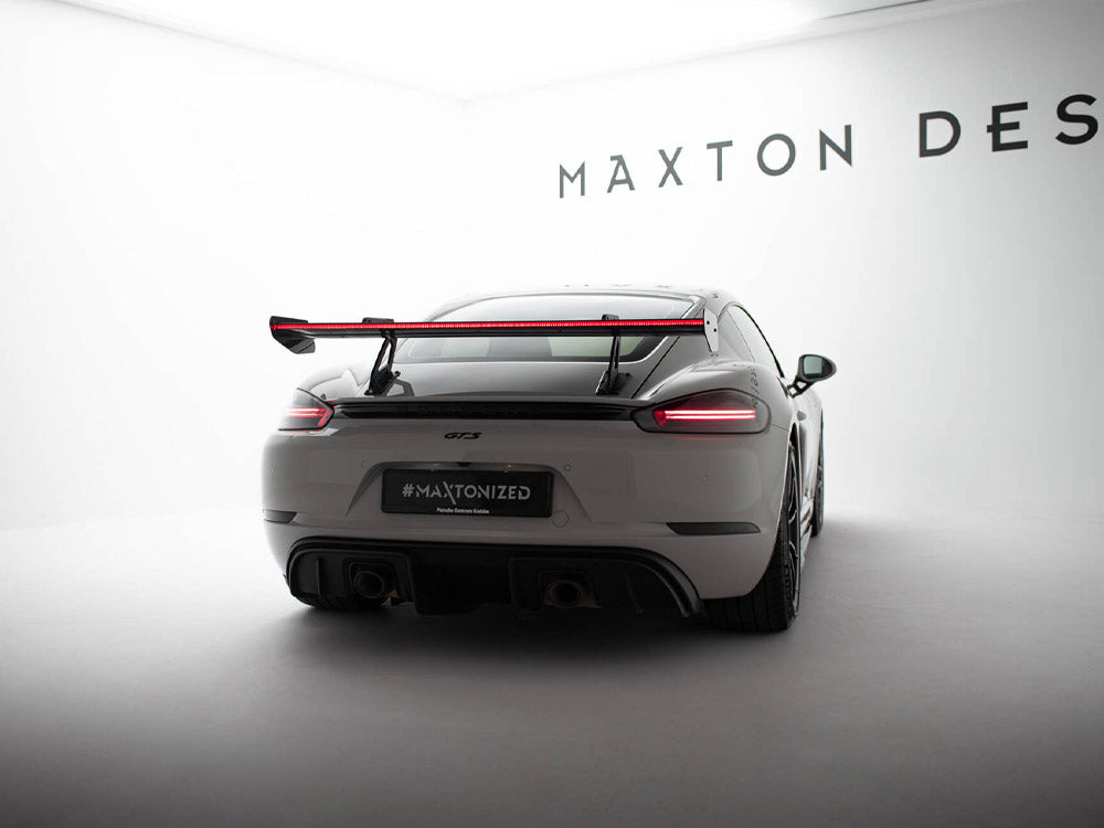 Carbon Spoiler With Upper Swan Mounting V.1 + LED compatible with Porsche 718 Cayman GTS 982c