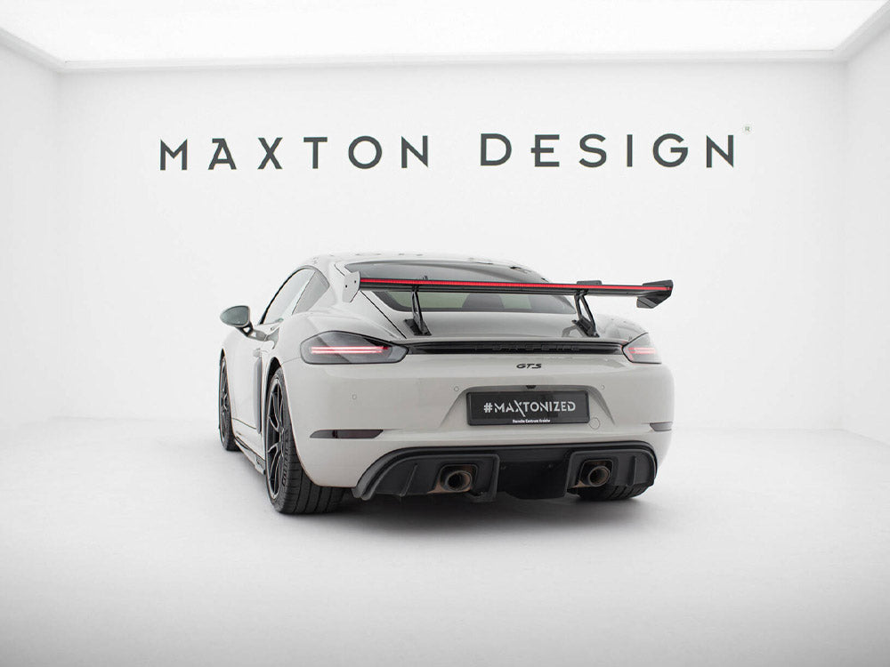Carbon Spoiler With Upper Swan Mounting V.1 + LED compatible with Porsche 718 Cayman GTS 982c