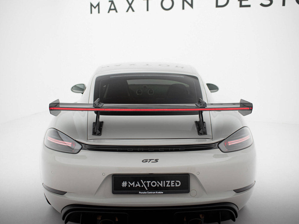 Carbon Spoiler With Upper Swan Mounting V.1 + LED compatible with Porsche 718 Cayman GTS 982c