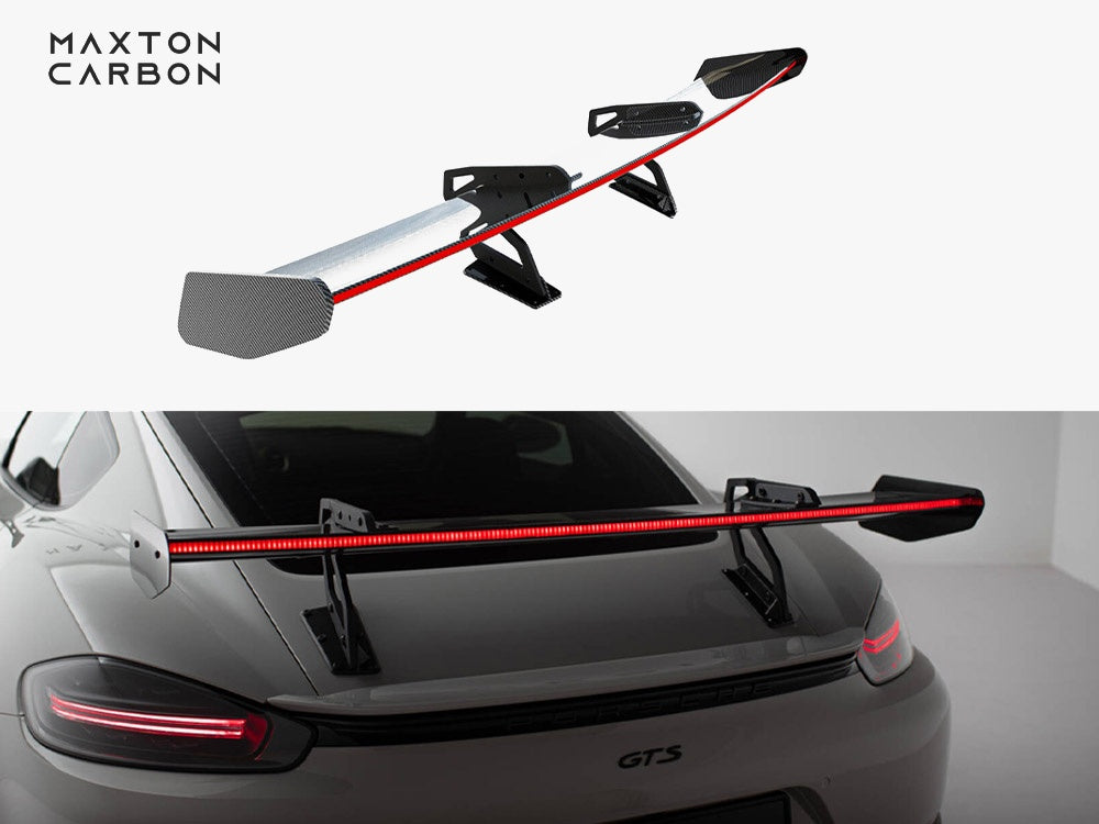 Carbon Spoiler With Upper Swan Mounting V.2 + LED compatible with Porsche 718 Cayman GTS 982c