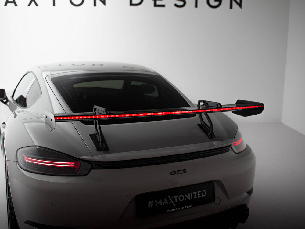 Carbon Spoiler With Upper Swan Mounting V.2 + LED compatible with Porsche 718 Cayman GTS 982c