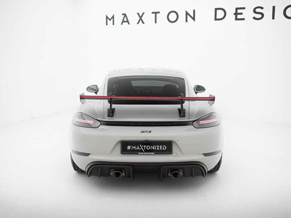 Carbon Spoiler With Upper Swan Mounting V.2 + LED compatible with Porsche 718 Cayman GTS 982c