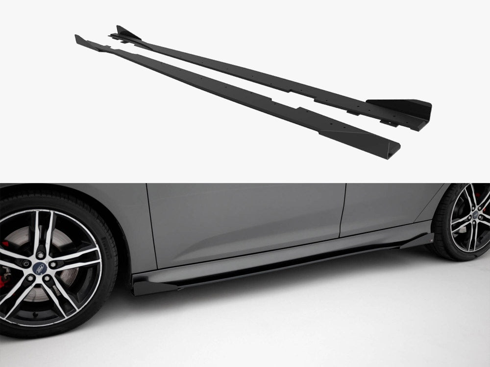 Street PRO Side Skirts Diffusers + Flaps compatible with Ford Focus ST Mk3 Facelift