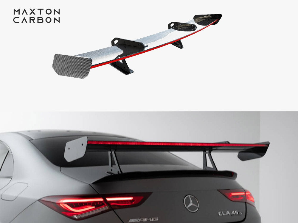 Carbon Spoiler With Upper Swan Mounting + LED compatible with Mercedes-Benz CLA Coupe C118 / C118 Facelift