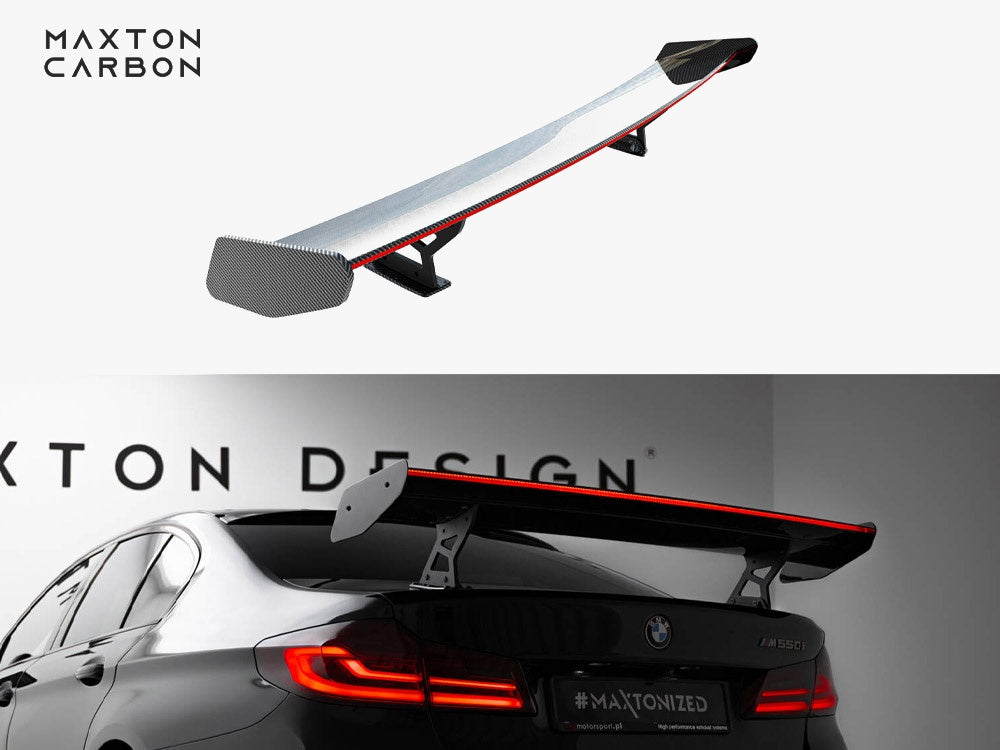 Carbon Spoiler With Internal Brackets Uprights + LED compatible with BMW 5 / M5 Sedan G30 / F90