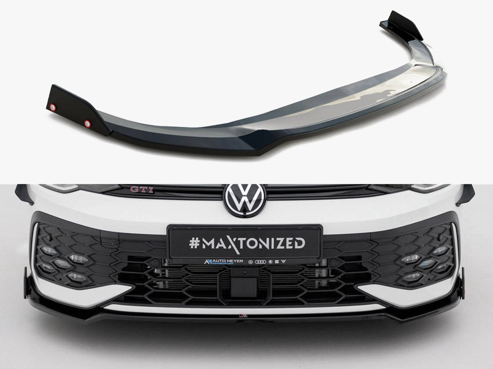 Front Splitter V.3 + Flaps compatible with Volkswagen Golf GTI / GTE / R-Line Mk8 Facelift