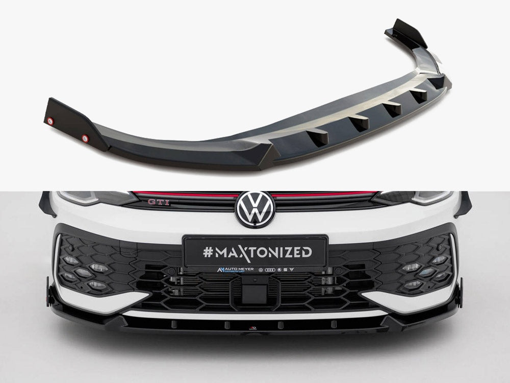 Front Splitter V.2 + Flaps compatible with Volkswagen Golf GTI / GTE / R-Line Mk8 Facelift