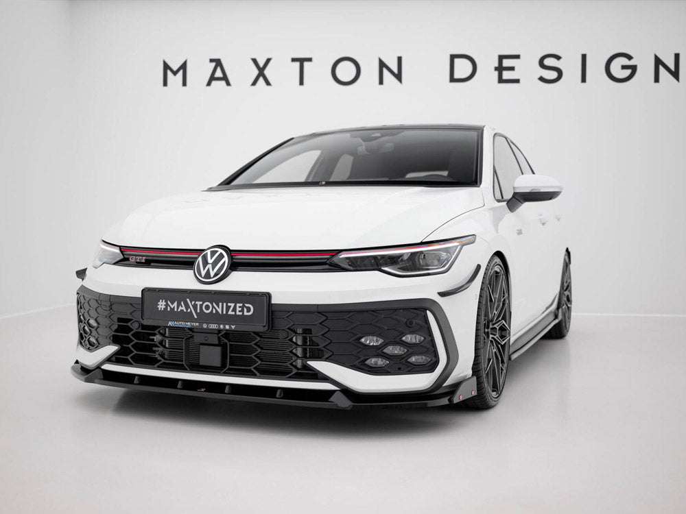Front Splitter V.2 + Flaps compatible with Volkswagen Golf GTI / GTE / R-Line Mk8 Facelift