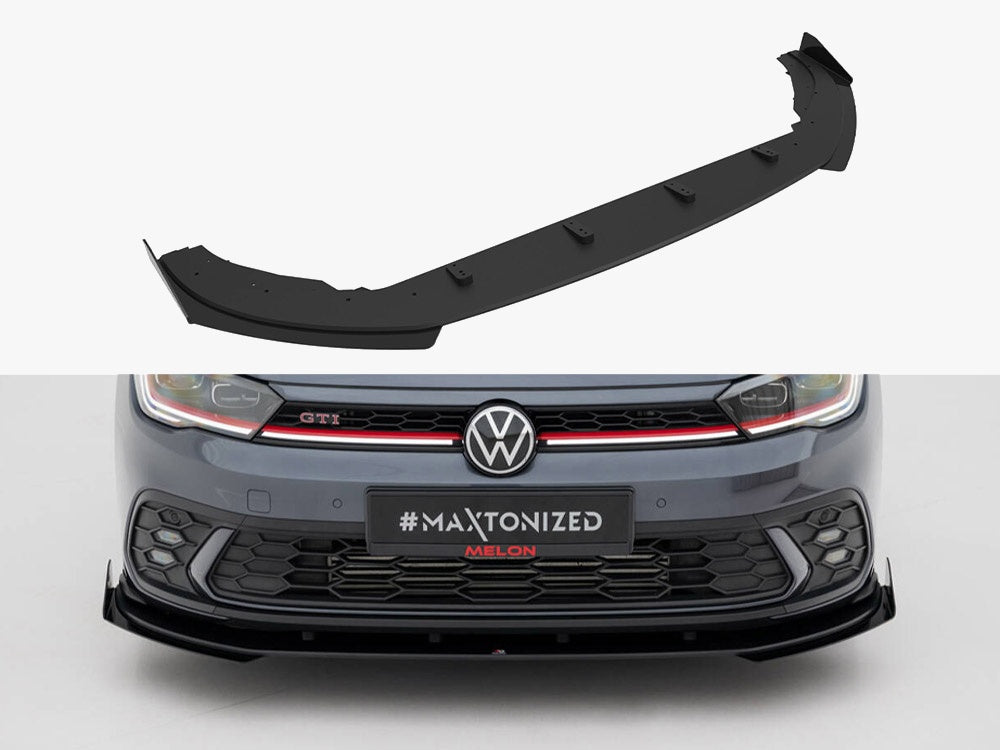 Street PRO Front Splitter + Flaps compatible with Volkswagen Polo GTI / R-Line Mk6 Facelift