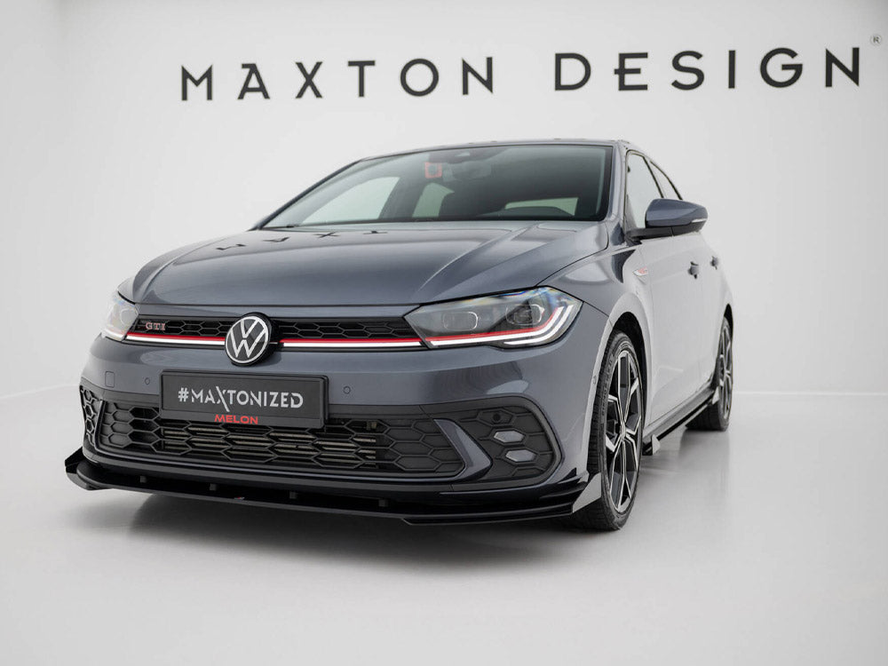 Street PRO Front Splitter + Flaps compatible with Volkswagen Polo GTI / R-Line Mk6 Facelift