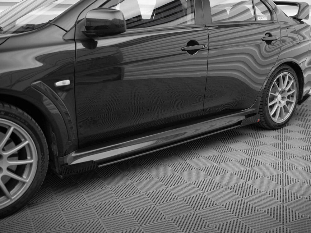 Street PRO Side Skirts Diffusers + Flaps compatible with Mitsubishi Lancer EVO X