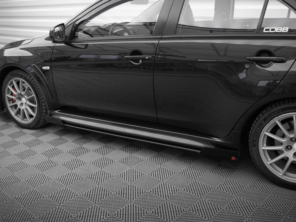 Street PRO Side Skirts Diffusers + Flaps compatible with Mitsubishi Lancer EVO X