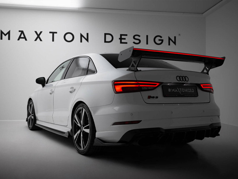 Carbon Spoiler With External Brackets Uprights + LED compatible with Audi A3 / A3 S Line / S3 / RS 3 Sedan 8V / 8V Facelift