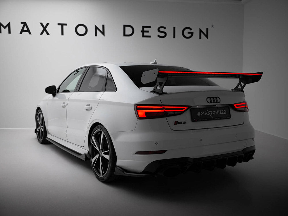 Carbon Spoiler With External Brackets Uprights + LED compatible with Audi A3 / A3 S Line / S3 / RS 3 Sedan 8V / 8V Facelift