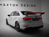 Carbon Spoiler With External Brackets Uprights + LED compatible with Audi A3 / A3 S Line / S3 / RS 3 Sedan 8V / 8V Facelift