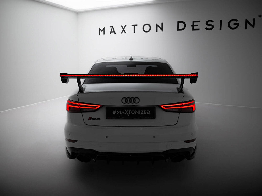 Carbon Spoiler With External Brackets Uprights + LED compatible with Audi A3 / A3 S Line / S3 / RS 3 Sedan 8V / 8V Facelift