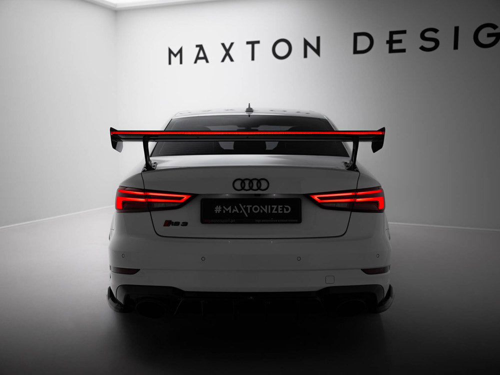 Carbon Spoiler With External Brackets Uprights + LED compatible with Audi A3 / A3 S Line / S3 / RS 3 Sedan 8V / 8V Facelift