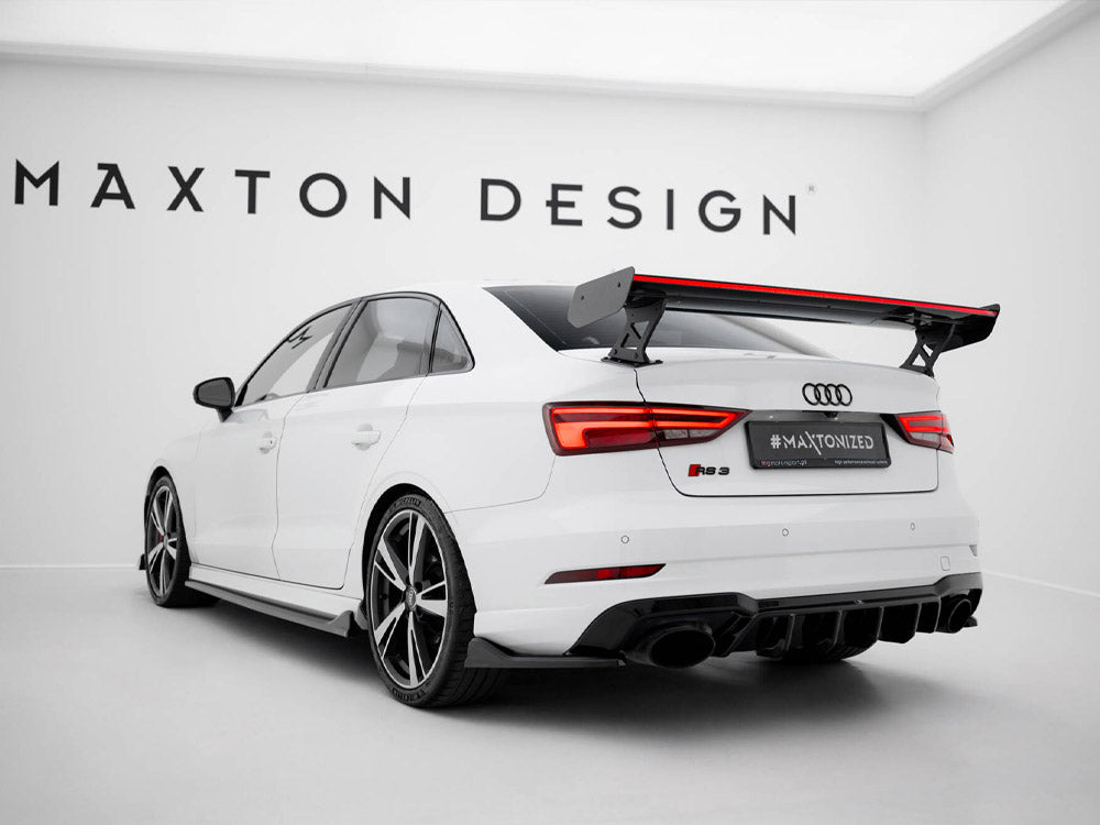 Carbon Spoiler With External Brackets Uprights + LED compatible with Audi A3 / A3 S Line / S3 / RS 3 Sedan 8V / 8V Facelift
