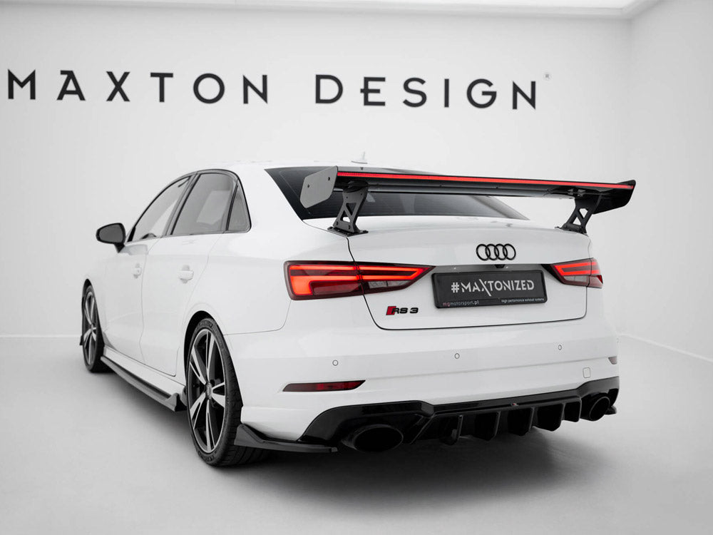 Carbon Spoiler With External Brackets Uprights + LED compatible with Audi A3 / A3 S Line / S3 / RS 3 Sedan 8V / 8V Facelift
