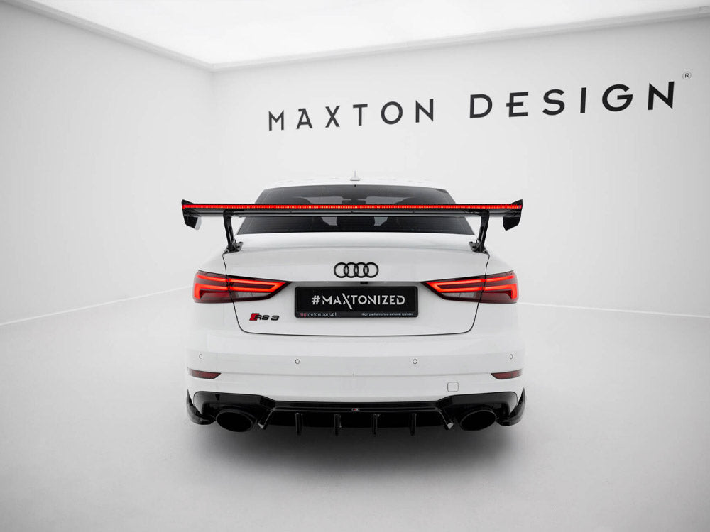 Carbon Spoiler With External Brackets Uprights + LED compatible with Audi A3 / A3 S Line / S3 / RS 3 Sedan 8V / 8V Facelift