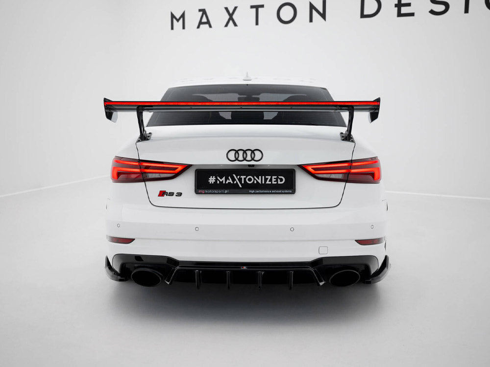Carbon Spoiler With External Brackets Uprights + LED compatible with Audi A3 / A3 S Line / S3 / RS 3 Sedan 8V / 8V Facelift
