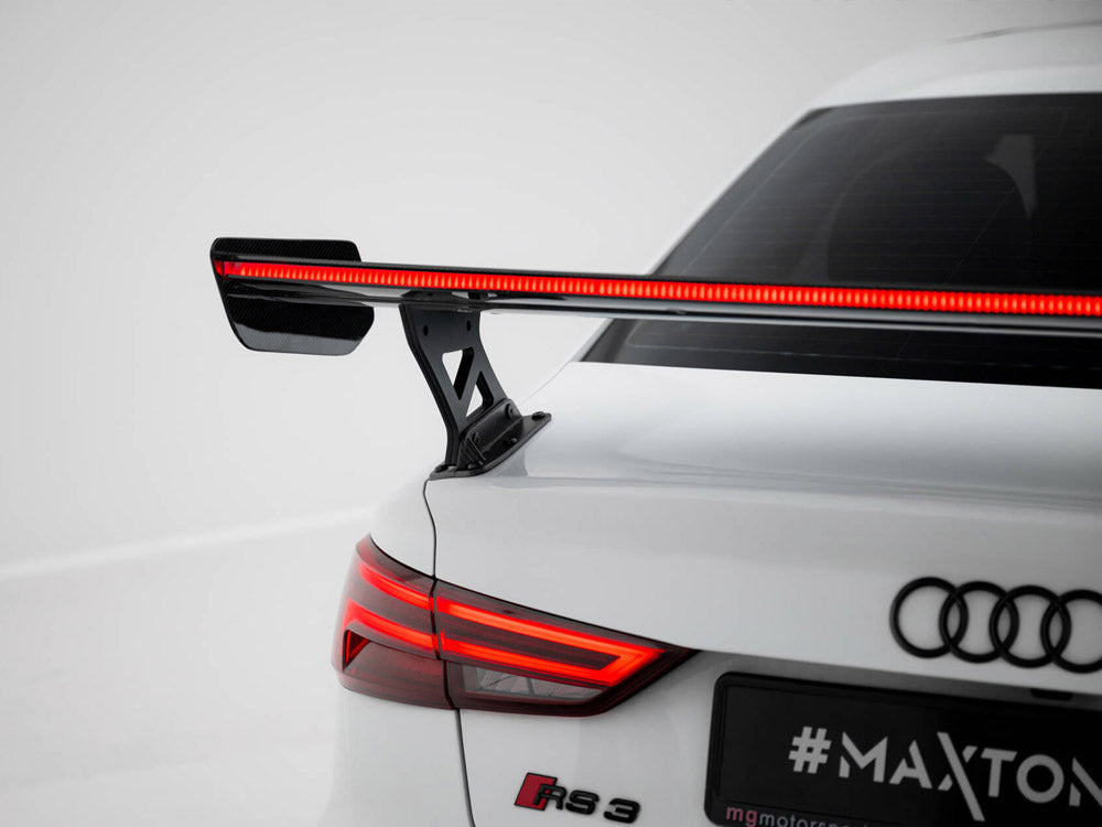 Carbon Spoiler With External Brackets Uprights + LED compatible with Audi A3 / A3 S Line / S3 / RS 3 Sedan 8V / 8V Facelift