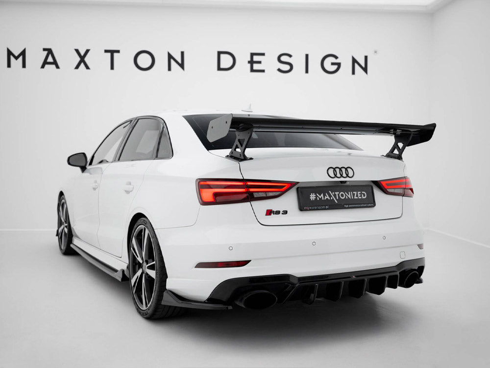 Carbon Spoiler With External Brackets Uprights compatible with Audi A3 / A3 S Line / S3 / RS 3 Sedan 8V / 8V Facelift