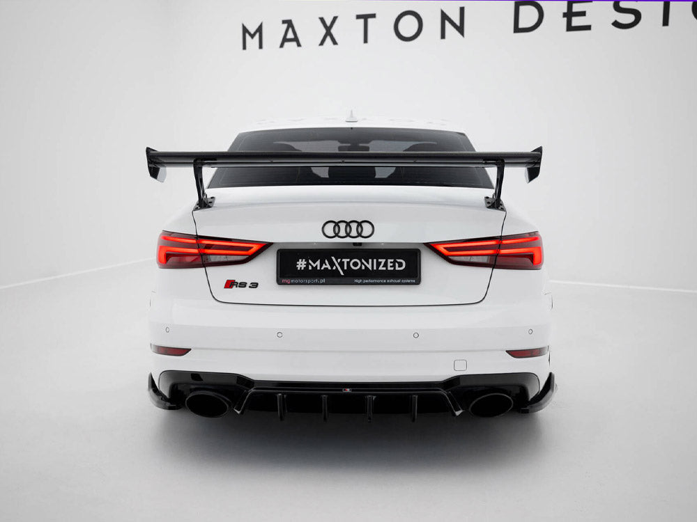 Carbon Spoiler With External Brackets Uprights compatible with Audi A3 / A3 S Line / S3 / RS 3 Sedan 8V / 8V Facelift