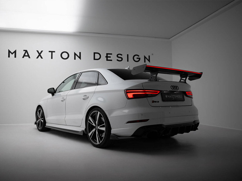 Carbon Spoiler With Internal Brackets Uprights + LED compatible with Audi A3 / A3 S Line / S3 / RS 3 Sedan 8V / 8V Facelift